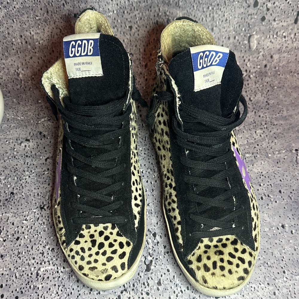 Golden Goose Leopard Sneakers with Purple Accent - Picture 8 of 16